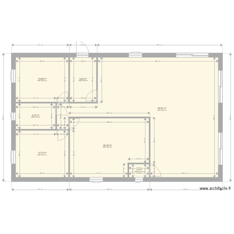 vue nord. Plan de 7 pièces et 131 m2