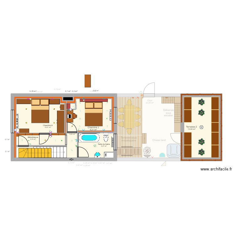 Plan de travaux avec nouvelles cotes. Plan de 38 pièces et 159 m2