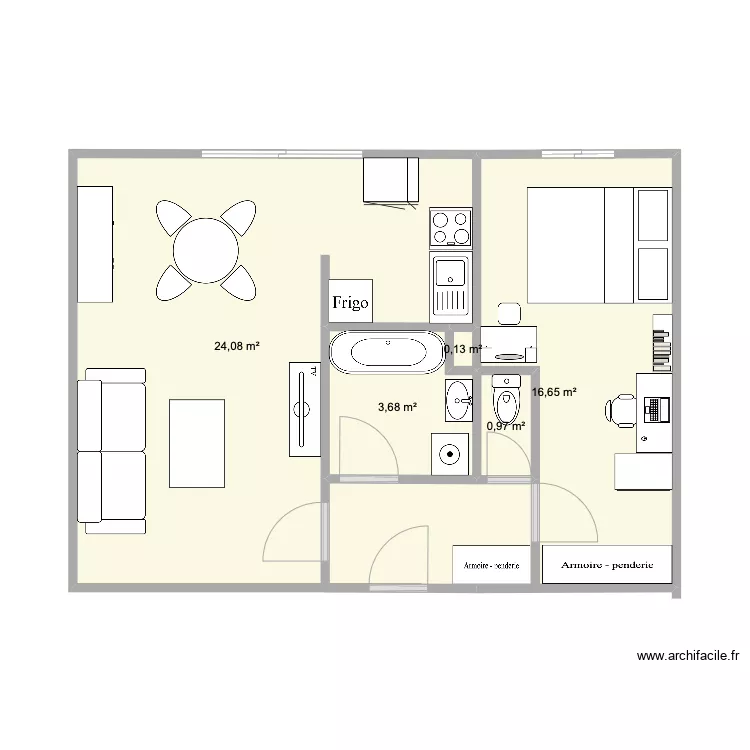 T2 Barbara wc . Plan de 