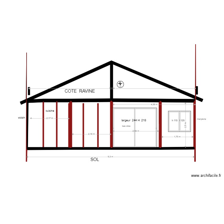 PLAN FACADE RAVINE. Plan de 0 pièce et 0 m2