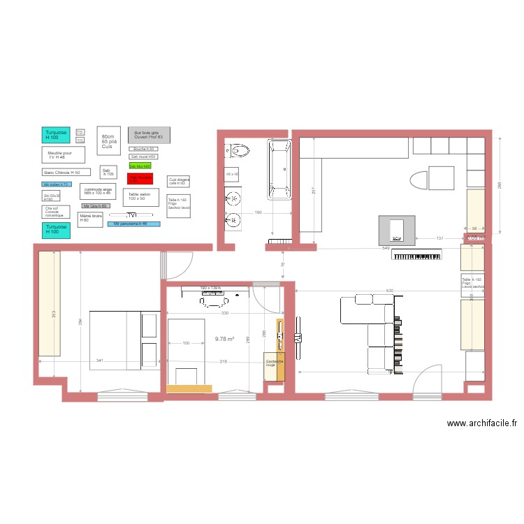 Malakoff coin cuisine Sof. Plan de 2 pièces et 10 m2