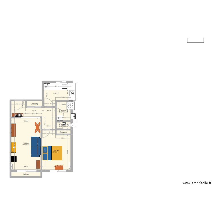 F2 Sylvie. Plan de 9 pièces et 41 m2