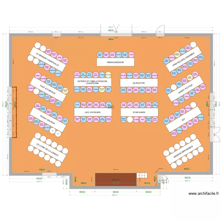 salle mariage. Plan de 