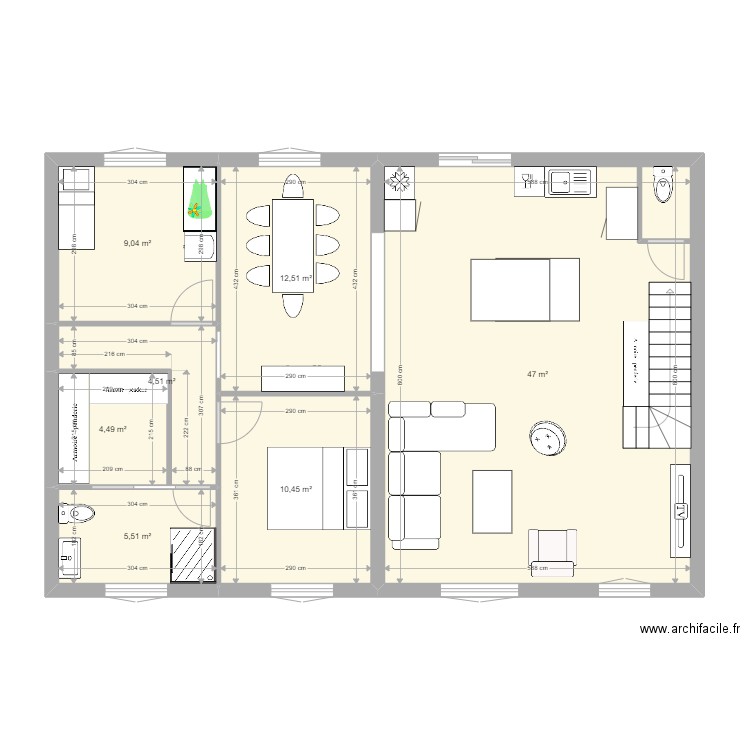 Maison du 52 - Option 4. Plan de 7 pièces et 94 m2