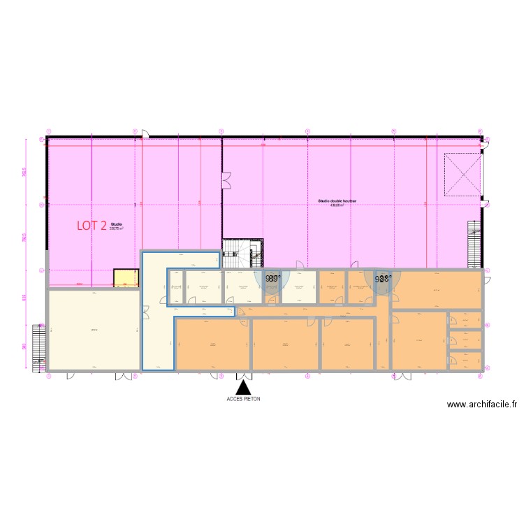 mtp v2. Plan de 18 pièces et 463 m2