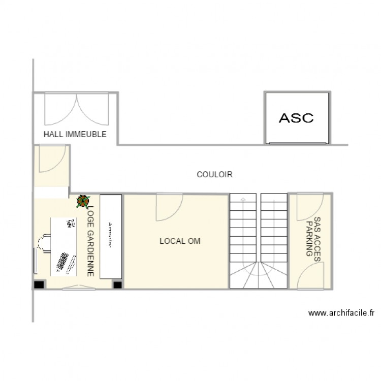 LOGE VINCENNES mur droit. Plan de 0 pièce et 0 m2