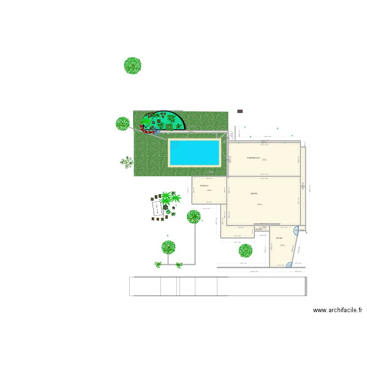 espace exterieur. Plan de 12 pièces et 186 m2