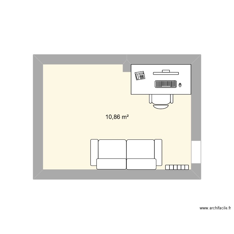 Chambre. Plan de 1 pièce et 11 m2