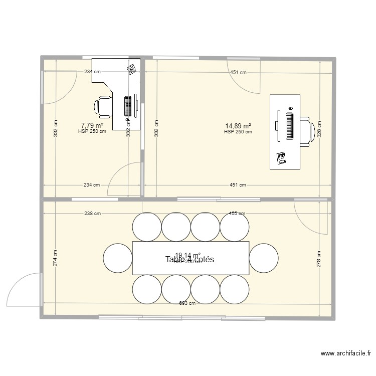 plan tri n' collect. Plan de 3 pièces et 42 m2