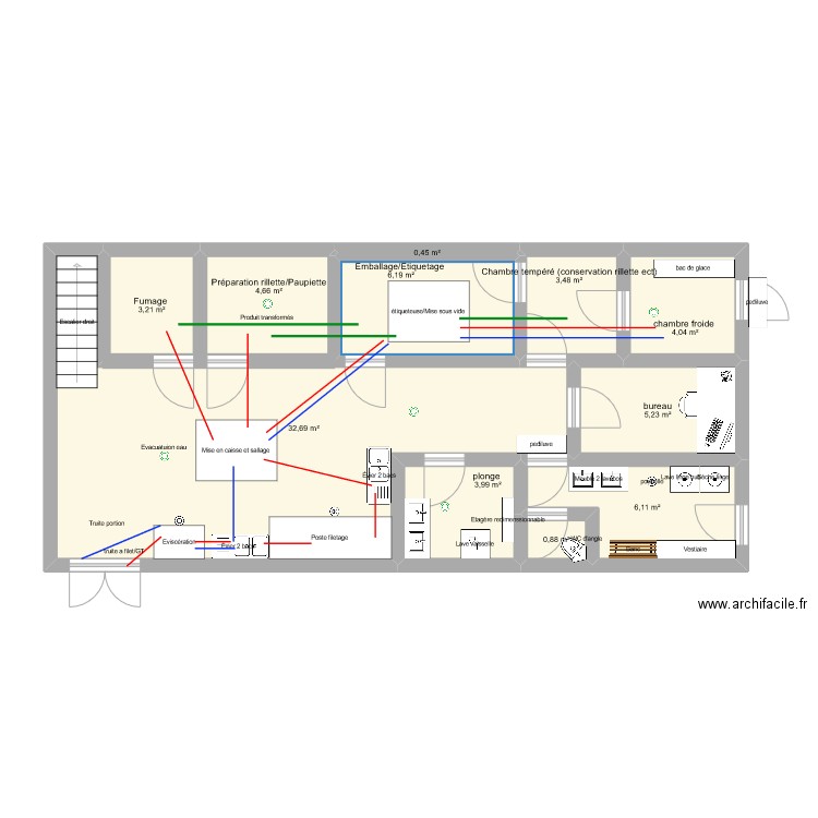 Plan laboratoire criesnon . Plan de 11 pièces et 71 m2