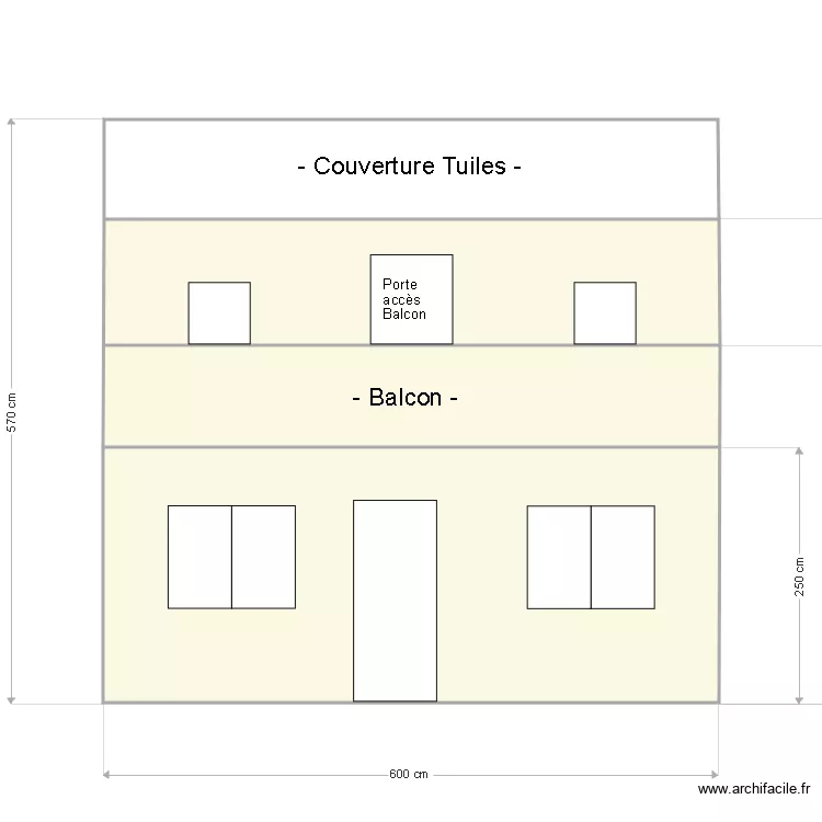 Brem CU ETAT ACTUEL facade neutre sud. Plan de 