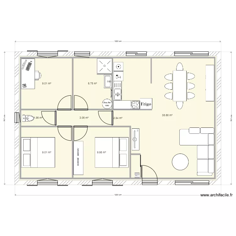 residence principale meubl&eacute; 2 80m2. Plan de 