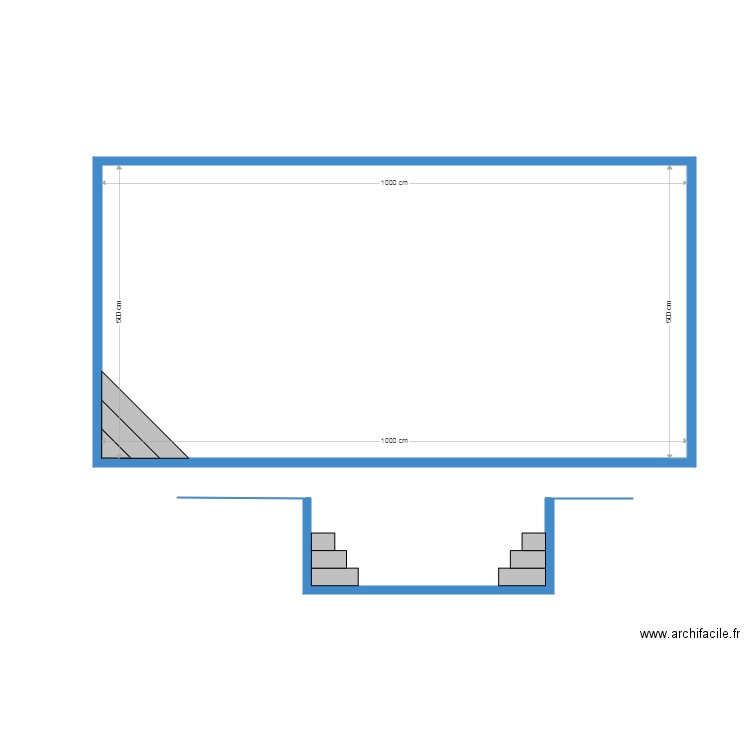 Plan en coupe piscine 10 x 5 m. Plan de 0 pièce et 0 m2