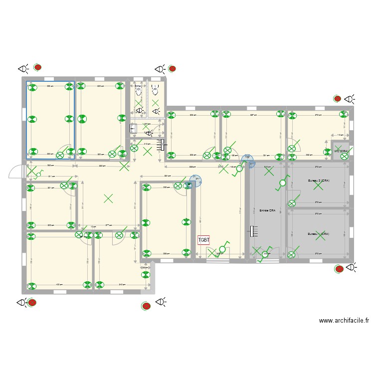 Plan Labo-Plan électricité. Plan de 15 pièces et 192 m2