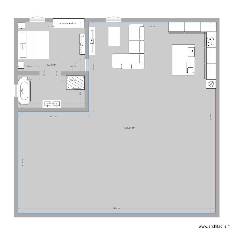 Maison 1. Plan de 2 pièces et 147 m2
