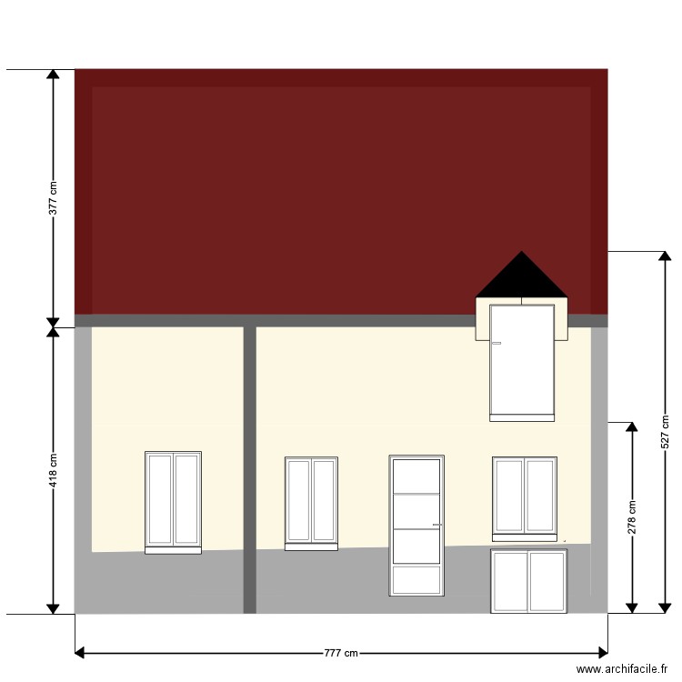 Plan de façade état des lieux. Plan de 0 pièce et 0 m2