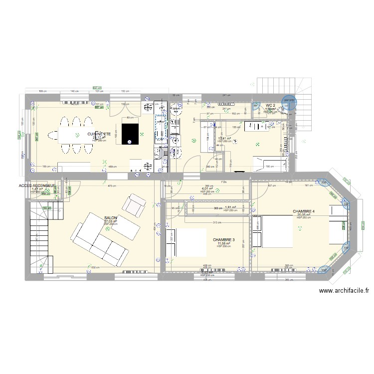 AIRE SUR l'ADOUR PROJET Version éco. Plan de 25 pièces et 214 m2