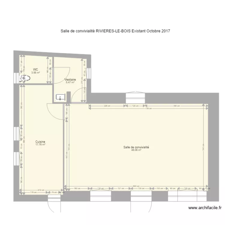 Salle de Convivialité Rivières Le Bois Existant Octobre 2017. Plan de Salle de Convivialité Rivières Le Bois Existant Octobre 2017. Plan de