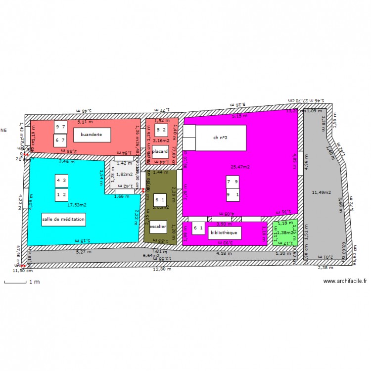 plan Feng Shui2. Plan de 0 pièce et 0 m2