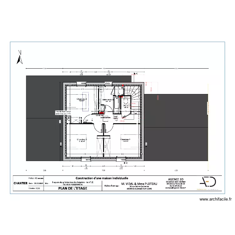 Plan r&eacute;servation R+1 Vidal Ploteau. Plan de 
