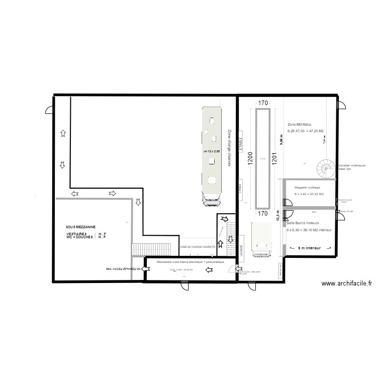 Atelier mécanique Aubagne. Plan de 1 pièce et 18 m2