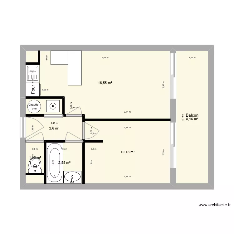 Appartement. Plan de 9  et 43 m²