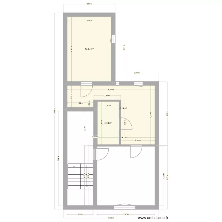 HOCK ENTRESOL b. Plan de 3 pièces et 32 m²