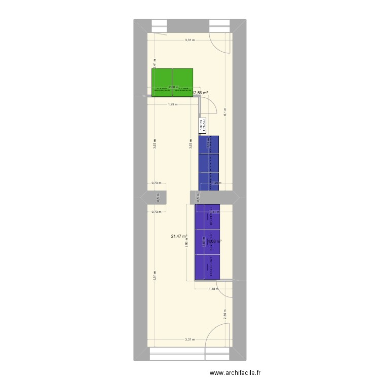 PRIMUS LA MADELEINE. Plan de 3 pièces et 38 m2