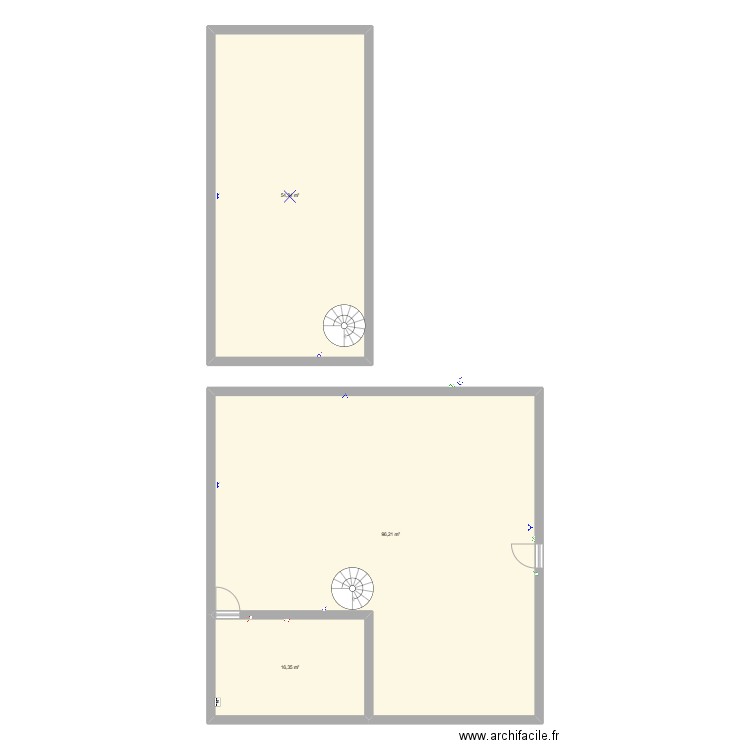 studio. Plan de 3 pièces et 167 m2