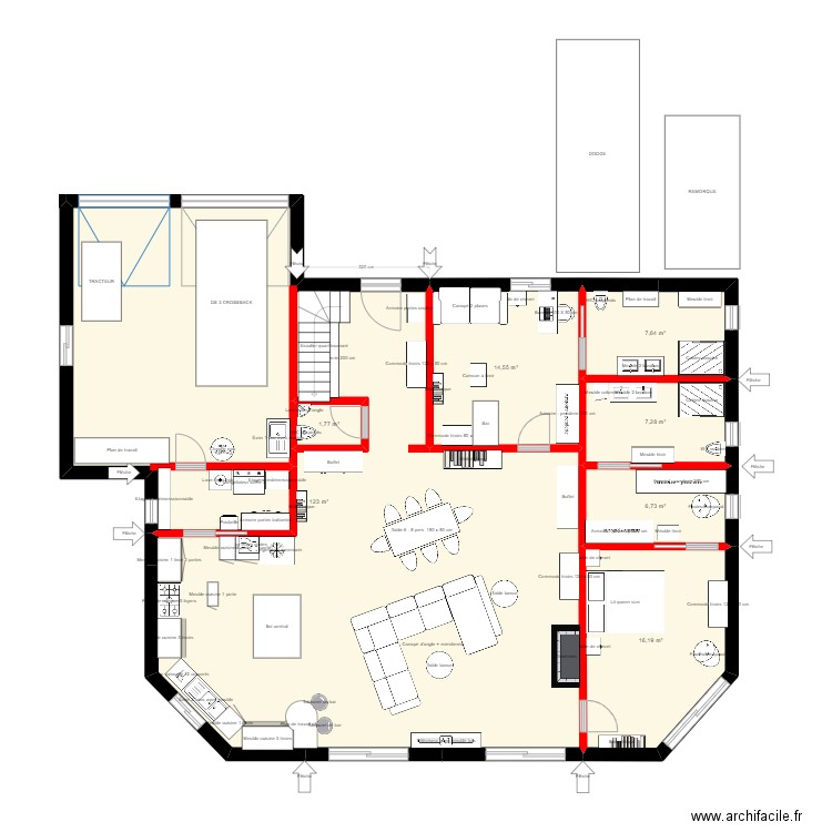 Palau 6 . Plan de 7 pièces et 177 m2