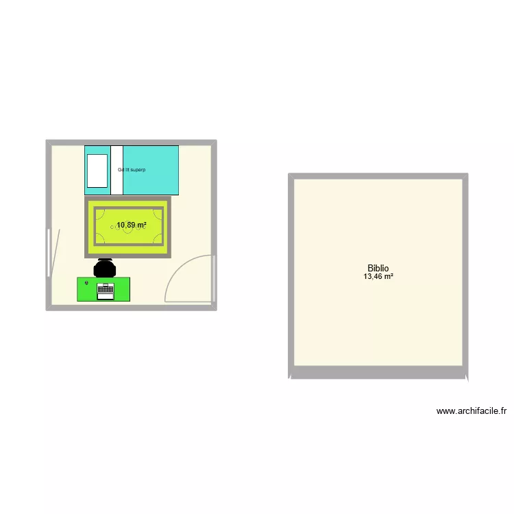 Grande chambre filles. Plan de 2 et 24 m² Grande chambre filles. Plan de 2 et 24 m²