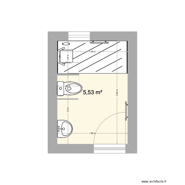 Rayot. Plan de 1 pièce et 6 m2