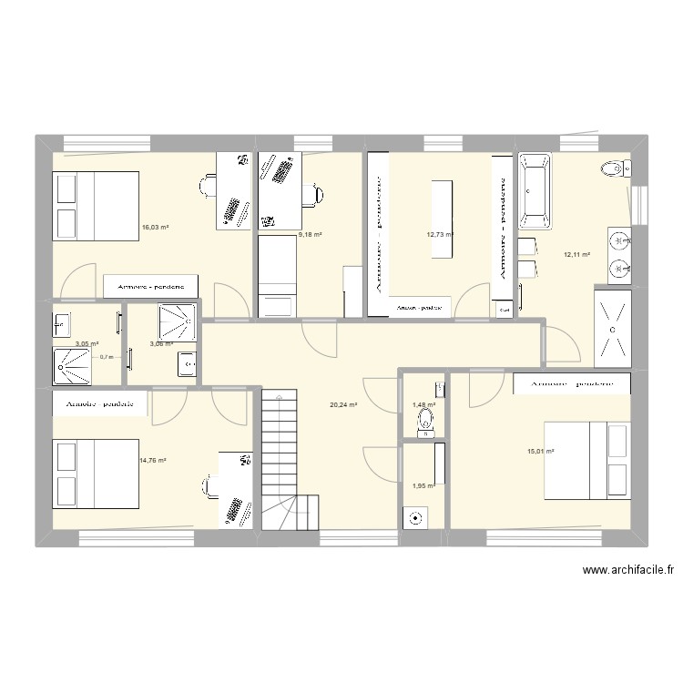 base4.2. Plan de 11 pièces et 110 m2