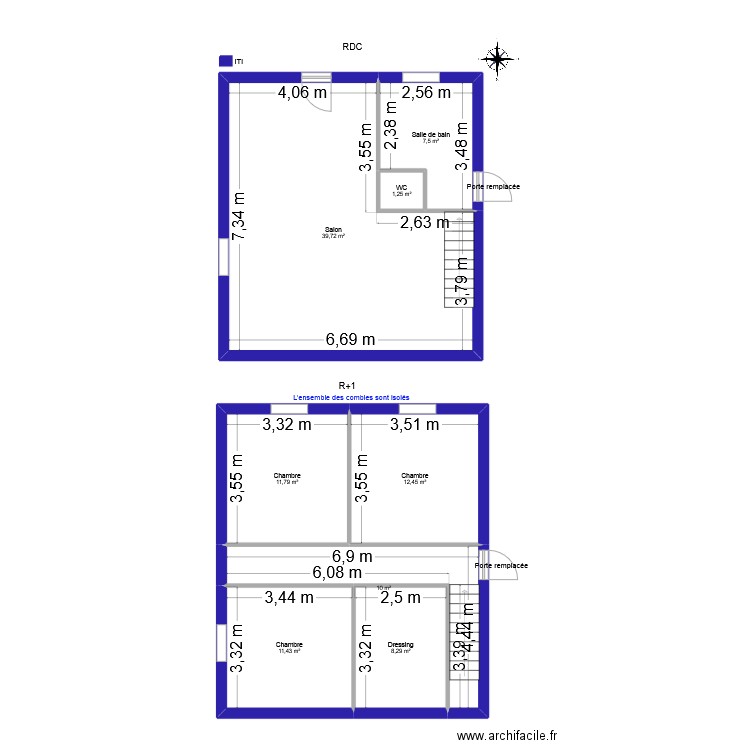 LARGIER Christian. Plan de 8 pièces et 102 m2