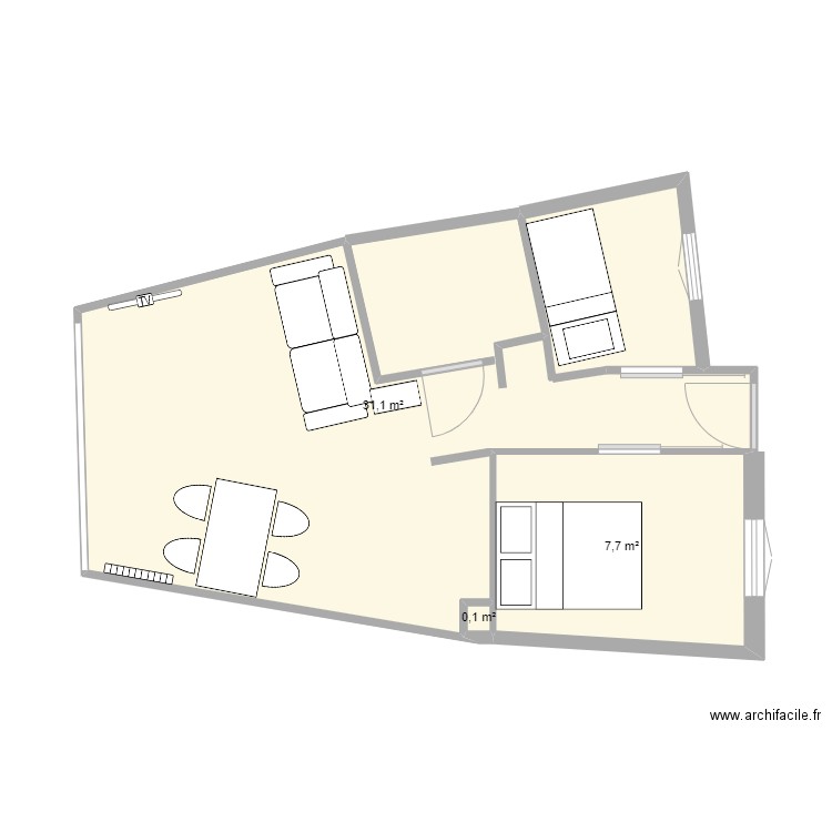 Montgenevre2024. Plan de 3 pièces et 39 m2