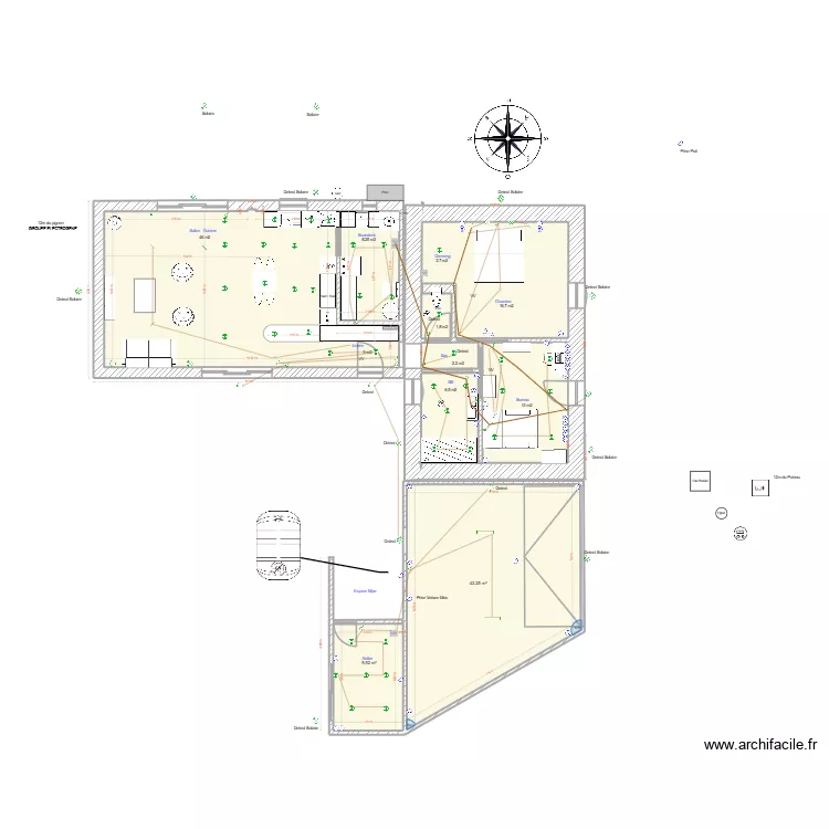 Nancette_5_Elec_Eclairage. Plan de 10 pièces et 310 m²