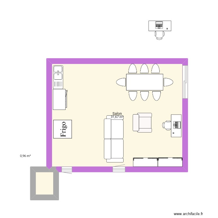 OHNENHEIM SALON. Plan de 2 pièces et 33 m2