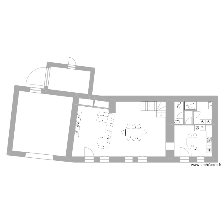 Existant Morgane et Gab. Plan de 8 pièces et 131 m2