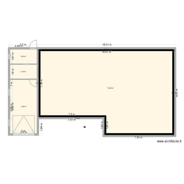 Projet plan base. Plan de 9 pièces et 148 m2