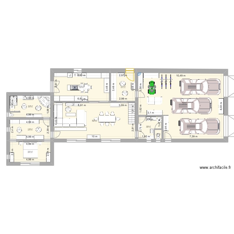 Plan R0. Plan de 9 pièces et 199 m2