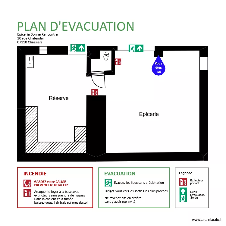&eacute;picerie Chassiers. Plan de 