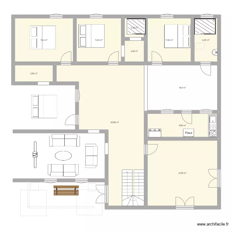laye 3. Plan de 11  et 153 m²