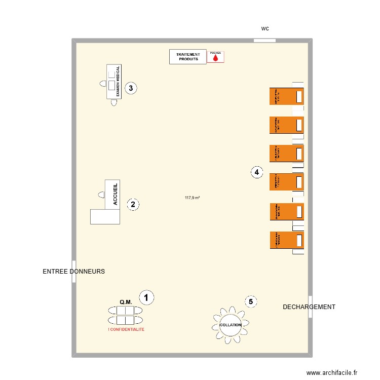 Collège du Sacré Coeur. Plan de 1 pièce et 118 m2