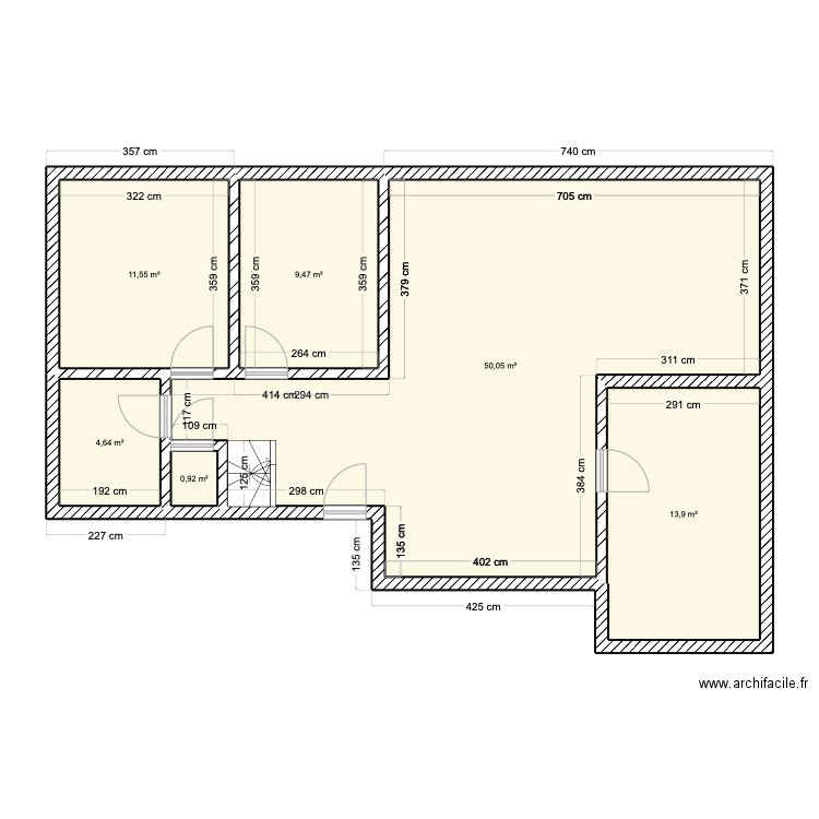 Maison bidaous. Plan de 6 pièces et 91 m2