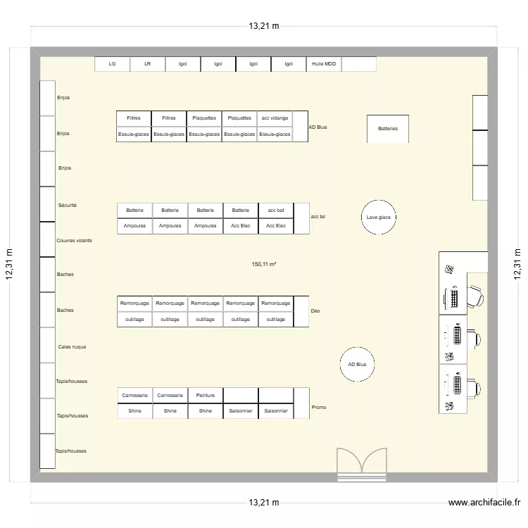 Locmine. Plan de 1 pièce et 150 m²