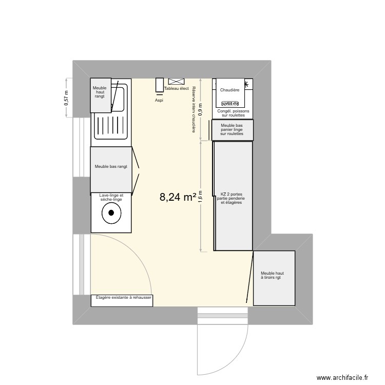 Buanderie cancale. Plan de 1 pièce et 8 m2