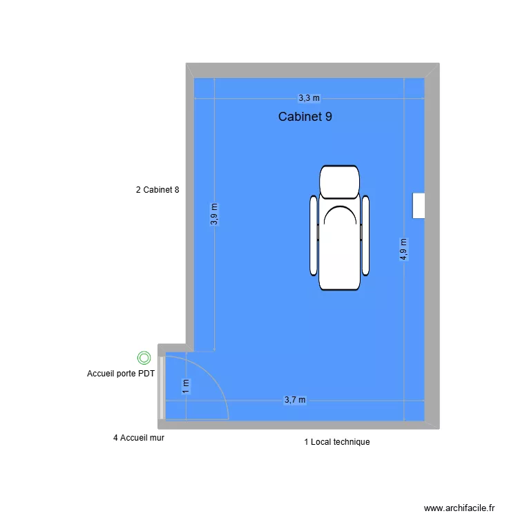 30897 Cabinet 9. Plan de 1  et 17 m²