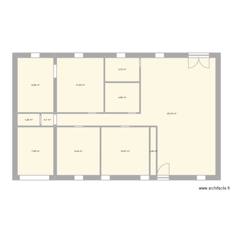plaisir. Plan de 11 pièces et 101 m2