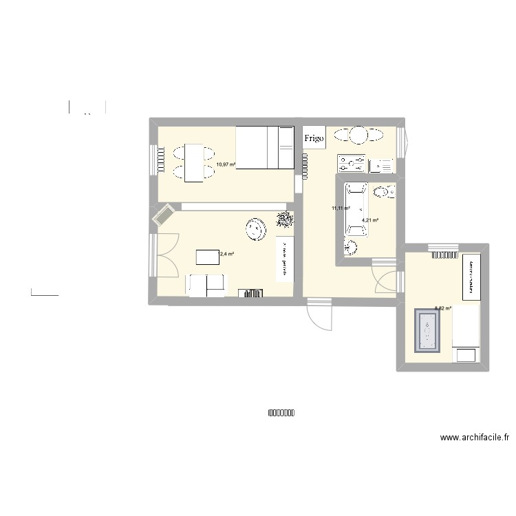 jules ferry. Plan de 5 pièces et 48 m2