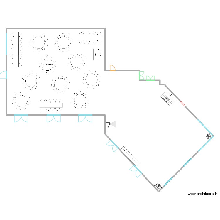 Plan wedding 2 (tables rectangles). Plan de 0 pièce et 0 m2